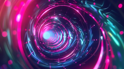 Swirling neon lights creating an immersive cyberpunk experience scene