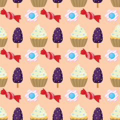 Desserts Seamless Vector Pattern Design