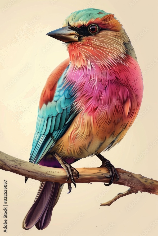 Canvas Prints A vibrant bird perched on a tree branch, suitable for nature themes