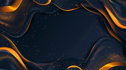 A black and orange background with a gold and black swirl