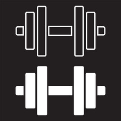 Dumbbell icon. Vector dumbbell icon. Bodybuilding symbol. Dumbbells and kettlebell graphic icons. Weight training equipment signs. fitness tool - stock vector