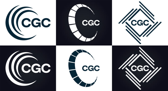 CGC logo. C G C design. White CGC letter. CGC, C G C letter logo design. C G C letter logo design in FIVE, FOUR, THREE, style. letter logo set in one artboard. C G C letter logo vector design.