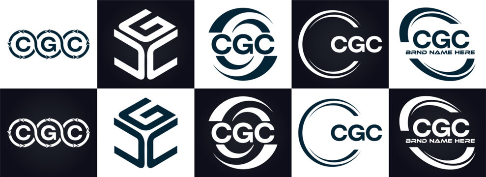 CGC logo. C G C design. White CGC letter. CGC, C G C letter logo design. C G C letter logo design in FIVE, FOUR, THREE, style. letter logo set in one artboard. C G C letter logo vector design.