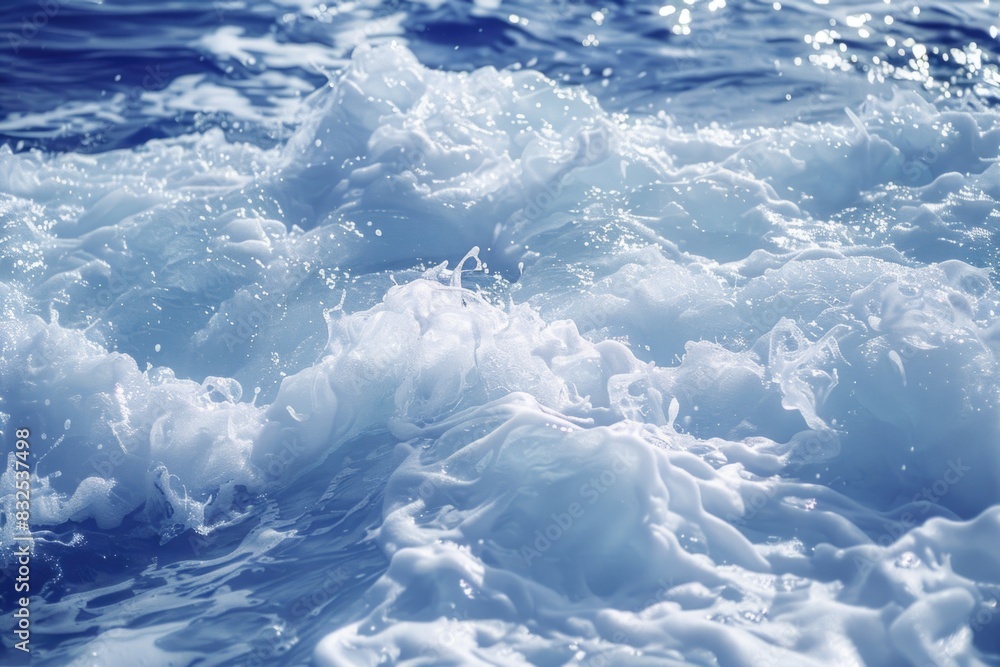 Poster close up view of a powerful ocean wave, perfect for nature and travel themes