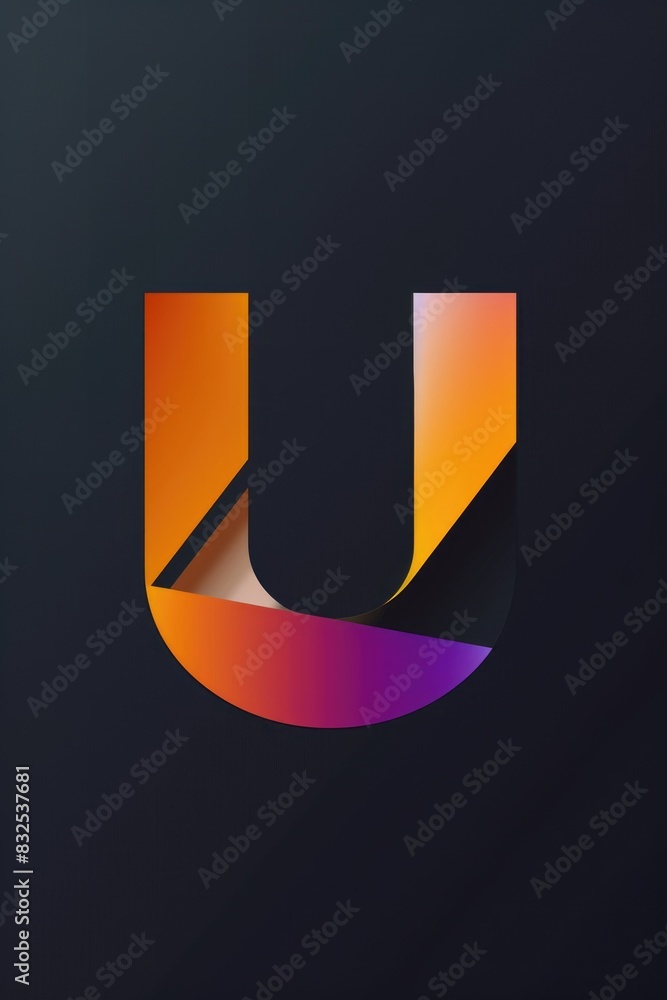 Aufkleber letter u made up of overlapping shapes, ideal for design projects