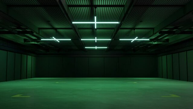 Motion Empty hall exhibition.The backdrop for exhibition stands, booth,Display,trade show.Conversation for event.Big room for entertainment,event,sports,gym.3d Background for online.4K Loop.3d render.