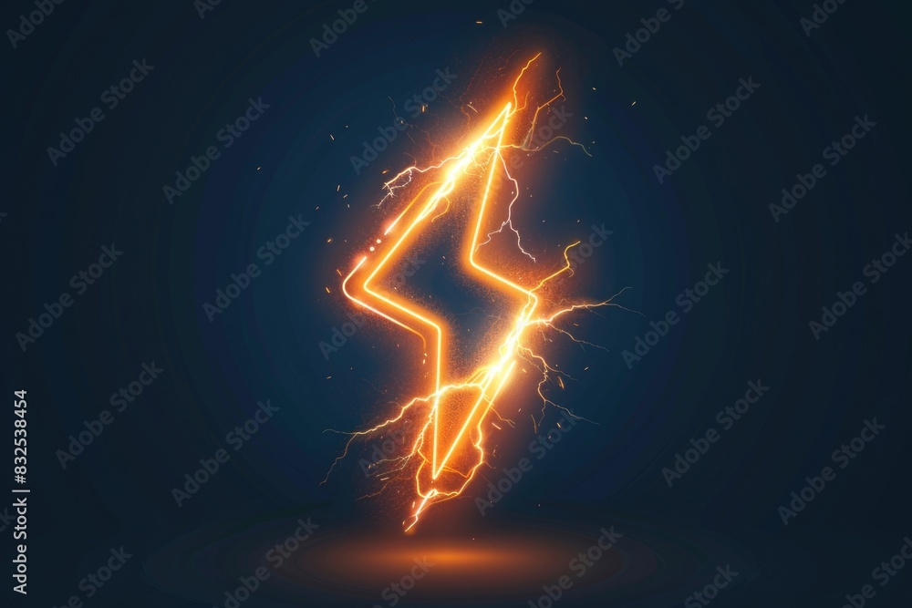 Poster A striking image of a lightning bolt on a dark blue background. Perfect for science or weather-related projects