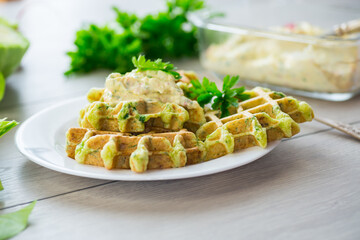 vegetable cabbage waffles fried with herbs