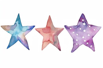 Obraz premium watercolor stars different colors on a white background