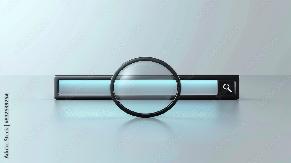 Poster A magnifying glass placed on top of a computer keyboard, ideal for use as an office or desk prop