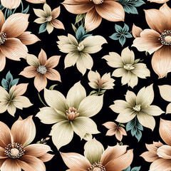 Vintage Floral Revival, Seamless patterns with a vintage floral theme. Generative Ai