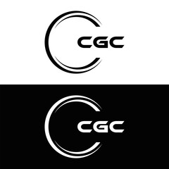 CGC logo. C G C design. White CGC letter. CGC, C G C letter logo design. C G C letter logo design in FIVE, FOUR, THREE, style. letter logo set in one artboard. C G C letter logo vector design.
