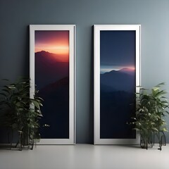 Two Vertical Poster Mockup Media Template Frame Mockup - Modern Display for Graphic Design and Advertising