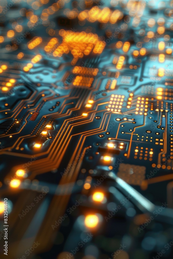 Aufkleber Detailed view of a computer circuit board with various components and wiring