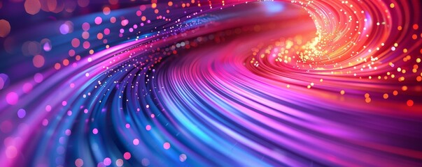 Fototapeta premium Abstract digital technology with a futuristic tunnel, neon lights, and a speed of light effect