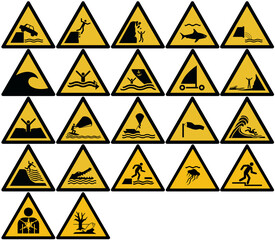 danger sign, uni en iso 7010 w, international caution sign, yellow 7010w triangle