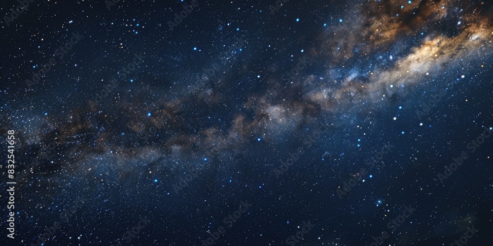 Poster a distant view of the milky way galaxy with stars and galaxies visible