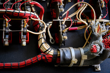 Wires assembled into a harness and cut off at the end in the electrical circuit