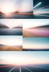 Obraz premium a collage of photos with a lighthouse in the background