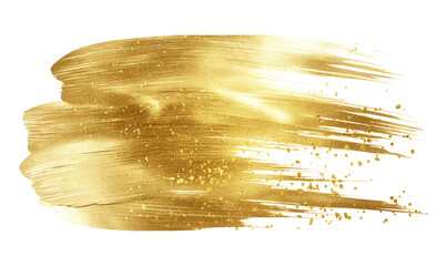 A single clipart depicting soft, gold brush strokes on a white background in the style of a red glitter texture.
