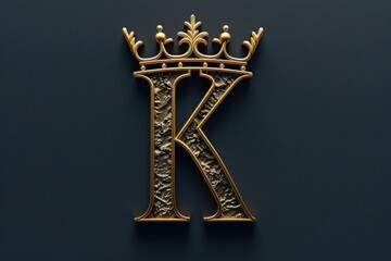 A golden letter 'K' adorned with a regal crown, perfect for symbolizing luxury and nobility