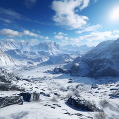 Obraz premium Pristine Snowy Peaks: Photorealistic 4K Landscape