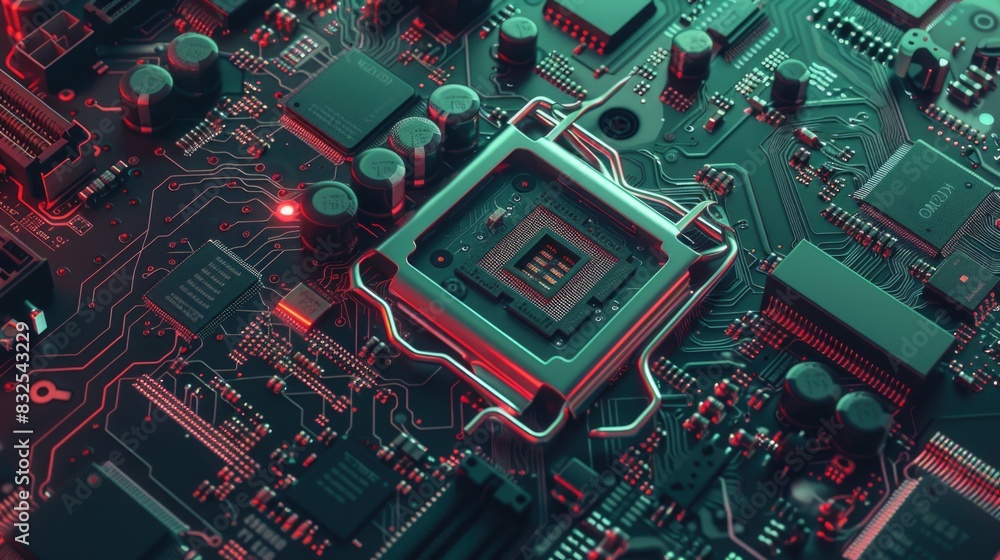 Aufkleber A high-quality image of a computer motherboard, ideal for use in technology-related articles and illustrations