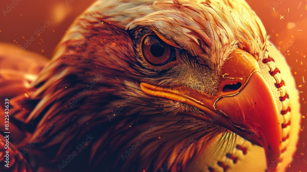 Poster a close-up shot of a bird of prey's face, with sharp eyes and beak