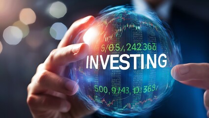 investing stock market data holographic close up soft bokeh financial investment