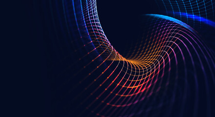 Fondo abstracto de tecnología y ciencia. Malla o red con líneas y formas geométricas detalle.