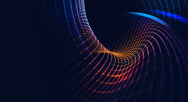 Fondo abstracto de tecnolog&iacute;a y ciencia.  Malla o red con l&iacute;neas y formas geom&eacute;tricas detalle.