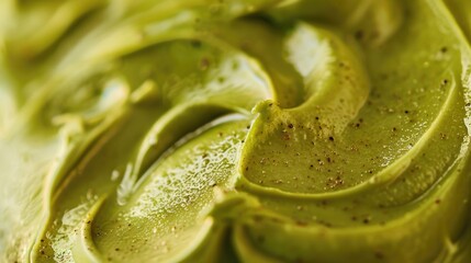 A close-up shot of a beautifully decorated green frosted cake