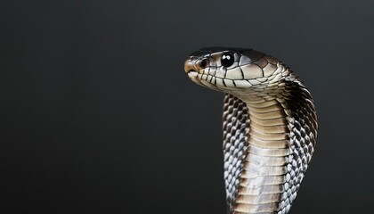 Fototapeta premium close up cobra head on black background