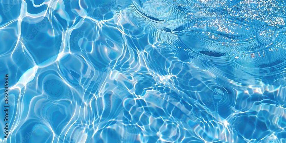 Poster a image of a pool with a blue water surface and a white frisbee in it