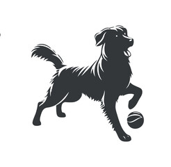 Vector Cute Dog  and Puppy set collection  silhouette design template illustration