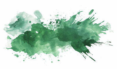 Watercolor green ink splash clip art, vector illustration on a white background, with simple shapes, soft colors, and a digital drawing style in the style of minimalism