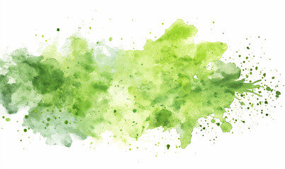 Watercolor green ink splash clip art, vector illustration on a white background, with simple shapes, soft colors, and a digital drawing style in the style of minimalism