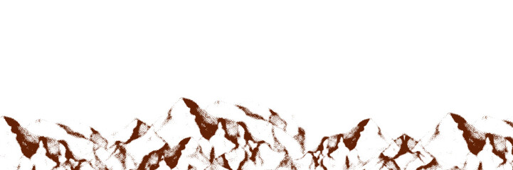 Chocolate and coffee powder, scattered cocoa on a light background. Particles of earth and dust. Brown sand texture.Top view of the cake.