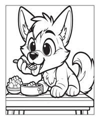 Cute cartoon puppy dog Black and white vector illustration for coloring page Ai generative