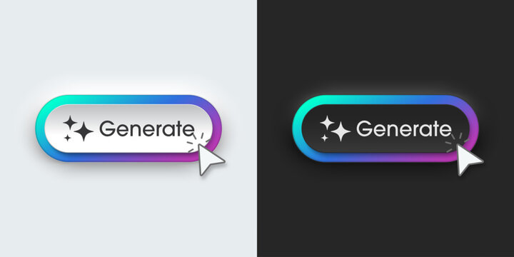 Generate AI button. Neumorphic bar. Artificial intelligence and Machine learning technology concept. AI enters by command prompt to generate ideas. Neumorphism style. Vector illustration.