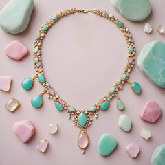 Obraz premium Vintage Luxury Diamond Jewelry Necklace with Gemstones