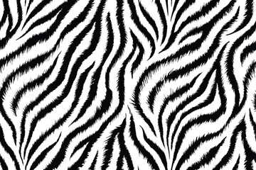 Seamless black and white tiger stripe pattern, ideal for fashion, textile, and decor
