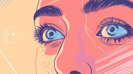 Fototapeta premium Vibrant digital illustration of a person's expressive blue eyes, conveying emotional depth and artistic artistry.
