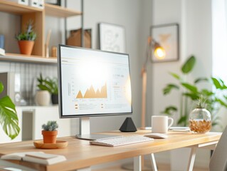 Middle-Aged Male Economist Illustrating Inflation Concepts with Graph in Modern Office Environment