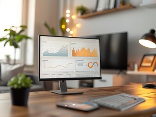 Middle-Aged Caucasian Economist Explaining Inflation with Graphs in a Modern Office Environment