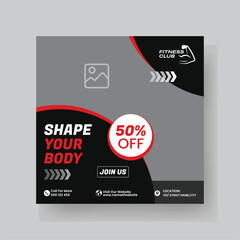 Gym and Fitness Social Media Post Template Design.