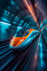 fast moving train in tunnel