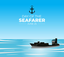 Day of the Seafarer. 25 June. Holiday concept. Template for background with banner, poster and card. flat illustration. Flat Design. Jpeg format.