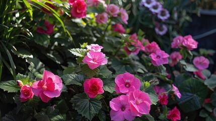 Abundant growth of lovely flowers at 8 AM appears fresh