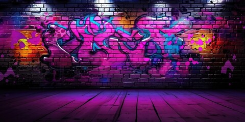 a image of a brick wall with graffiti on it